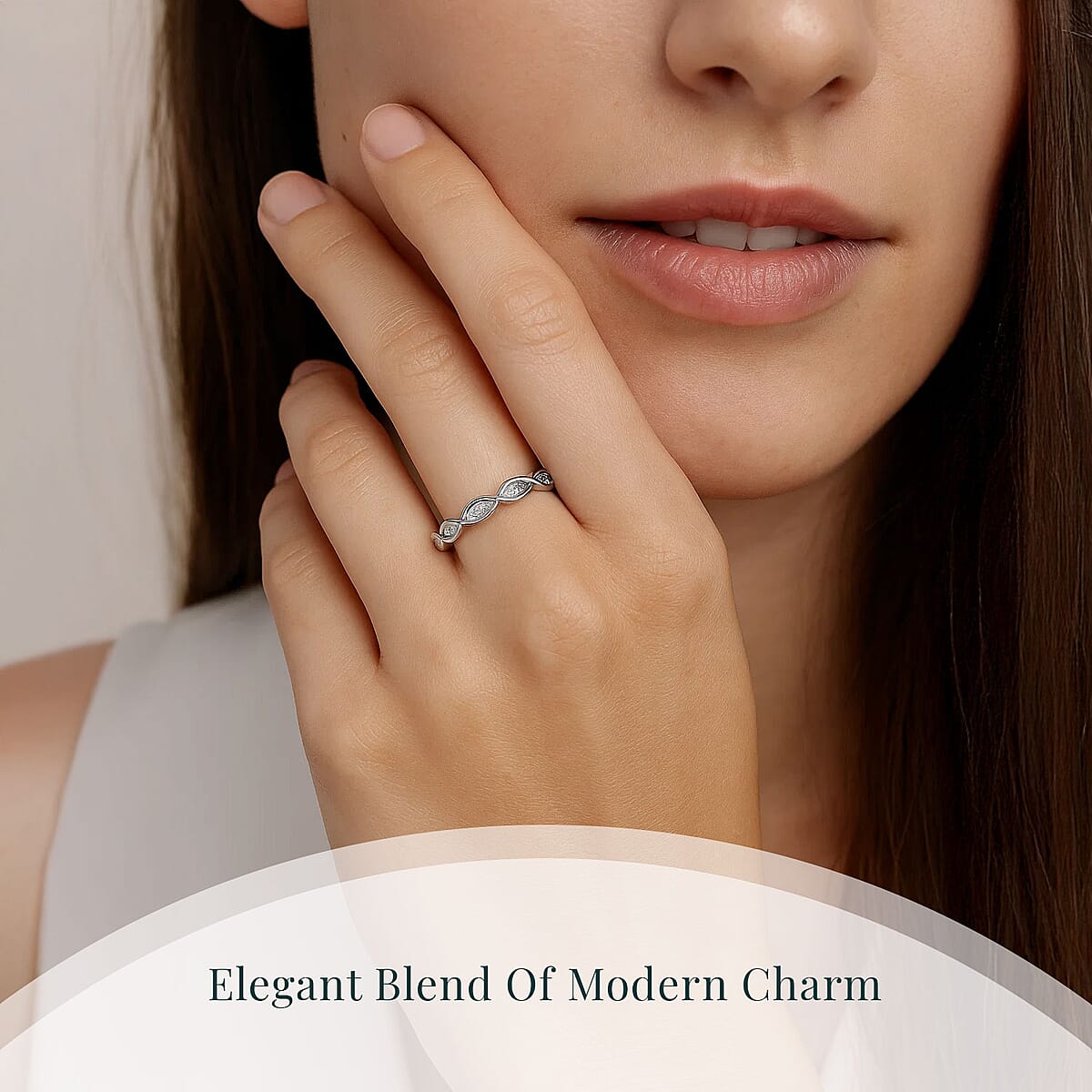 Luxuriant Lab Grown Diamond G-H SI 0.25 ctw Infinity Wave Ring in Rhodium Over Sterling Silver (Size 10.0) image number 1