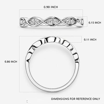 Luxuriant Lab Grown Diamond G-H SI 0.25 ctw Infinity Wave Ring in Rhodium Over Sterling Silver (Size 10.0)