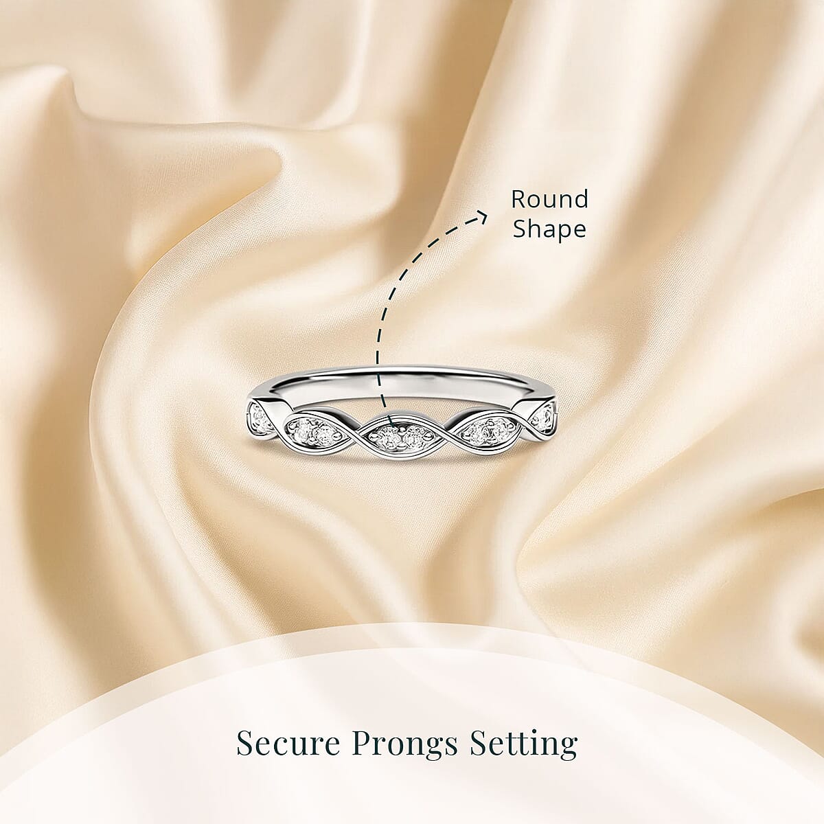 Luxuriant Lab Grown Diamond G-H SI 0.25 ctw Infinity Wave Ring in Rhodium Over Sterling Silver (Size 5.0) image number 4