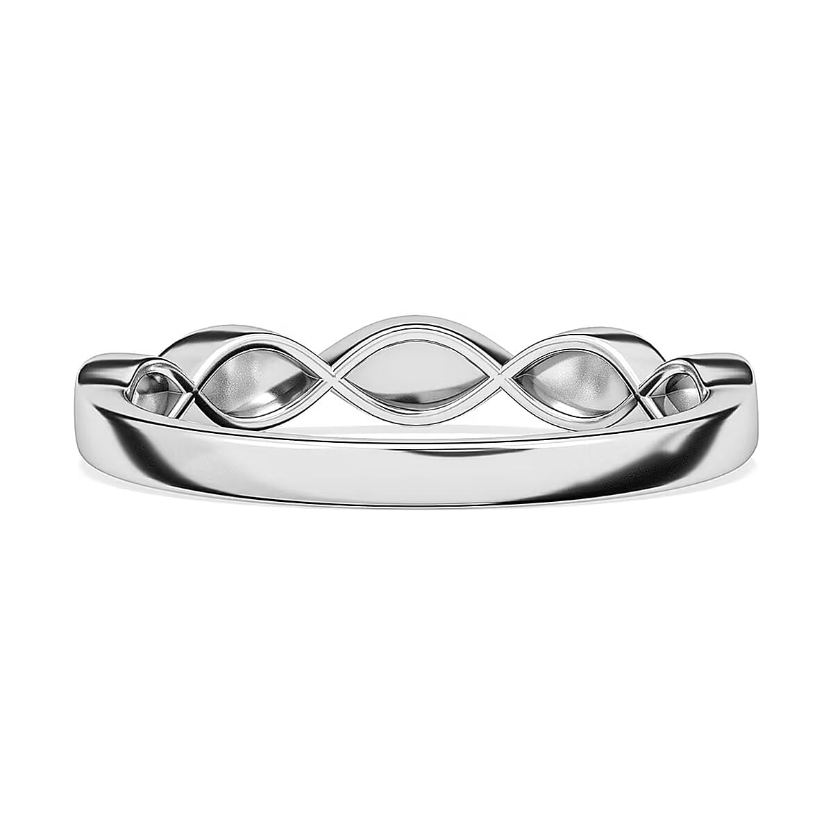 Luxuriant Lab Grown Diamond G-H SI 0.25 ctw Infinity Wave Ring in Rhodium Over Sterling Silver (Size 5.0) image number 7
