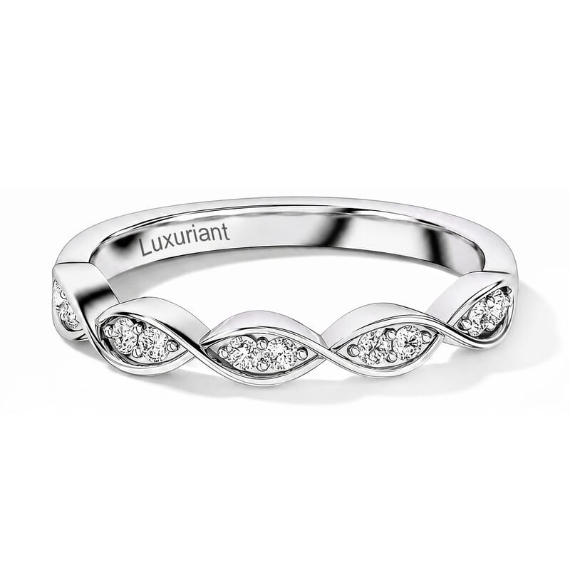 Luxuriant Lab Grown Diamond G-H SI 0.25 ctw Infinity Wave Ring in Rhodium Over Sterling Silver (Size 7.0)