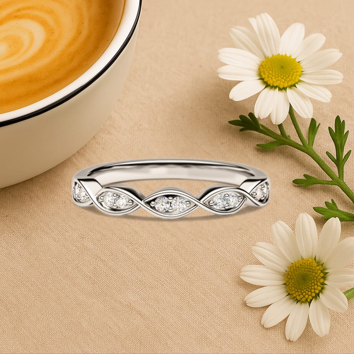 Luxuriant Lab Grown Diamond G-H SI 0.25 ctw Ring in Rhodium Over Sterling Silver (Size 8.0) image number 1