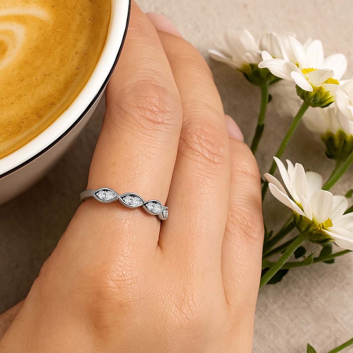 Luxuriant Lab Grown Diamond G-H SI 0.25 ctw Ring in Rhodium Over Sterling Silver (Size 8.0) image number 2