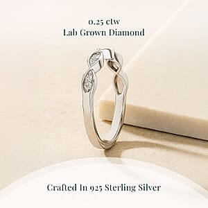 Luxuriant Lab Grown Diamond G-H SI 0.25 ctw Infinity Wave Ring in Rhodium Over Sterling Silver (Size 8.0) (Del. in 10-12 Days)