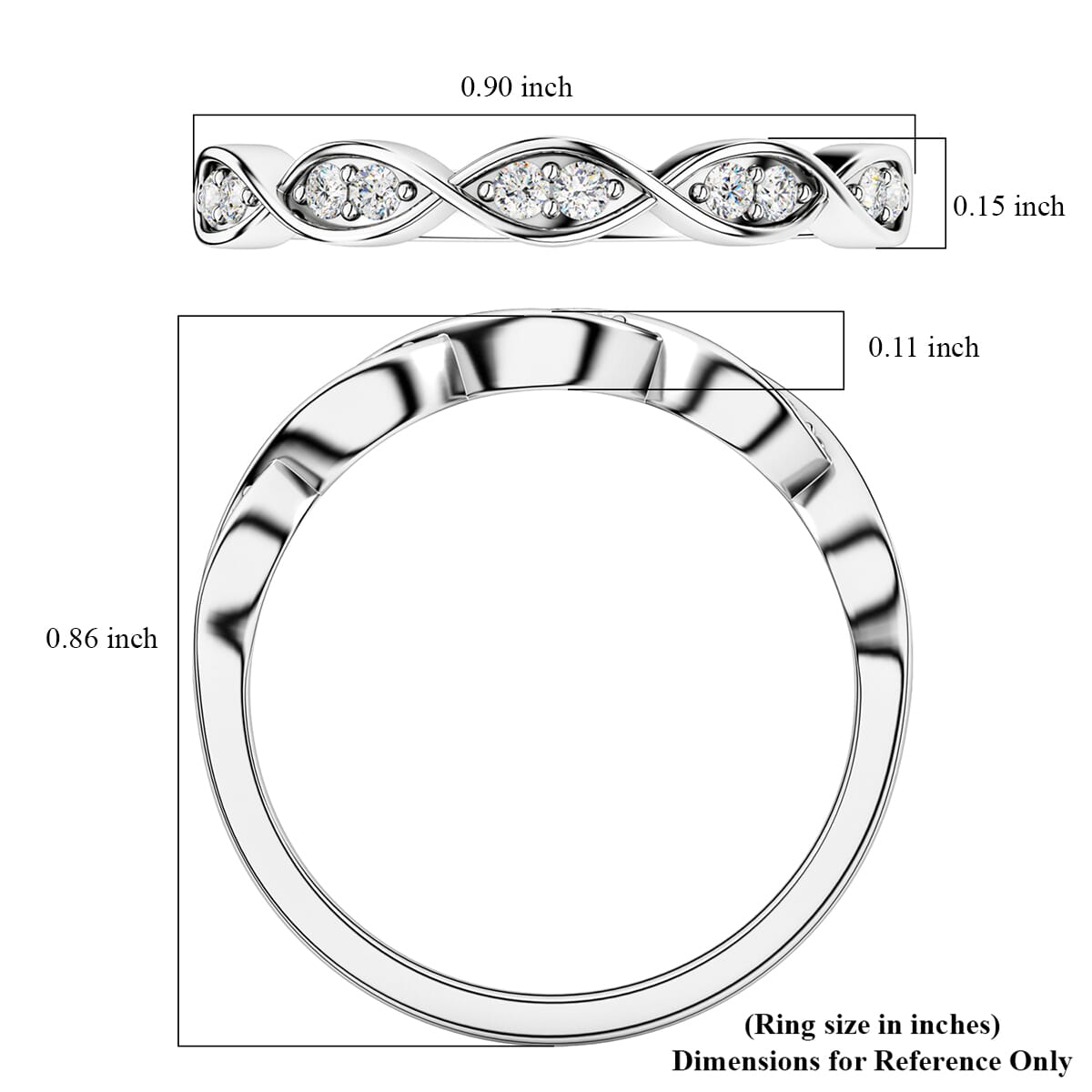 Luxuriant Lab Grown Diamond G-H SI 0.25 ctw Ring in Rhodium Over Sterling Silver (Size 8.0) image number 5