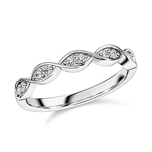 Luxuriant Lab Grown Diamond G-H SI 0.25 ctw Infinity Wave Ring in Rhodium Over Sterling Silver (Size 9.0)