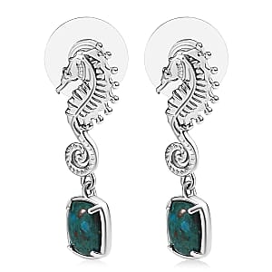 D'Joy Chrysocolla 3.50 ctw Seahorse Dreams Earrings in Platinum Over Sterling Silver