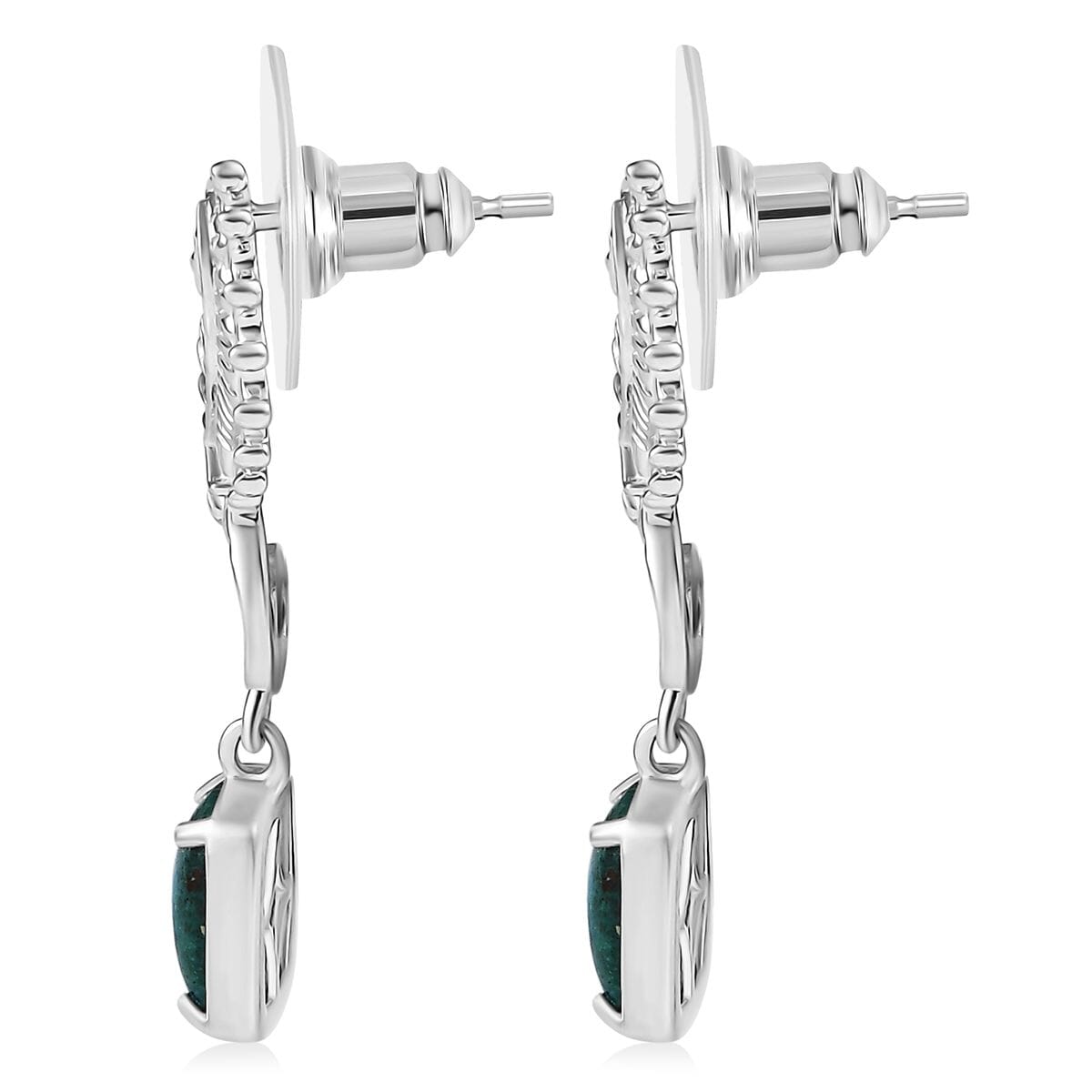 D'Joy Chrysocolla 3.50 ctw Seahorse Dreams Earrings in Platinum Over Sterling Silver image number 4