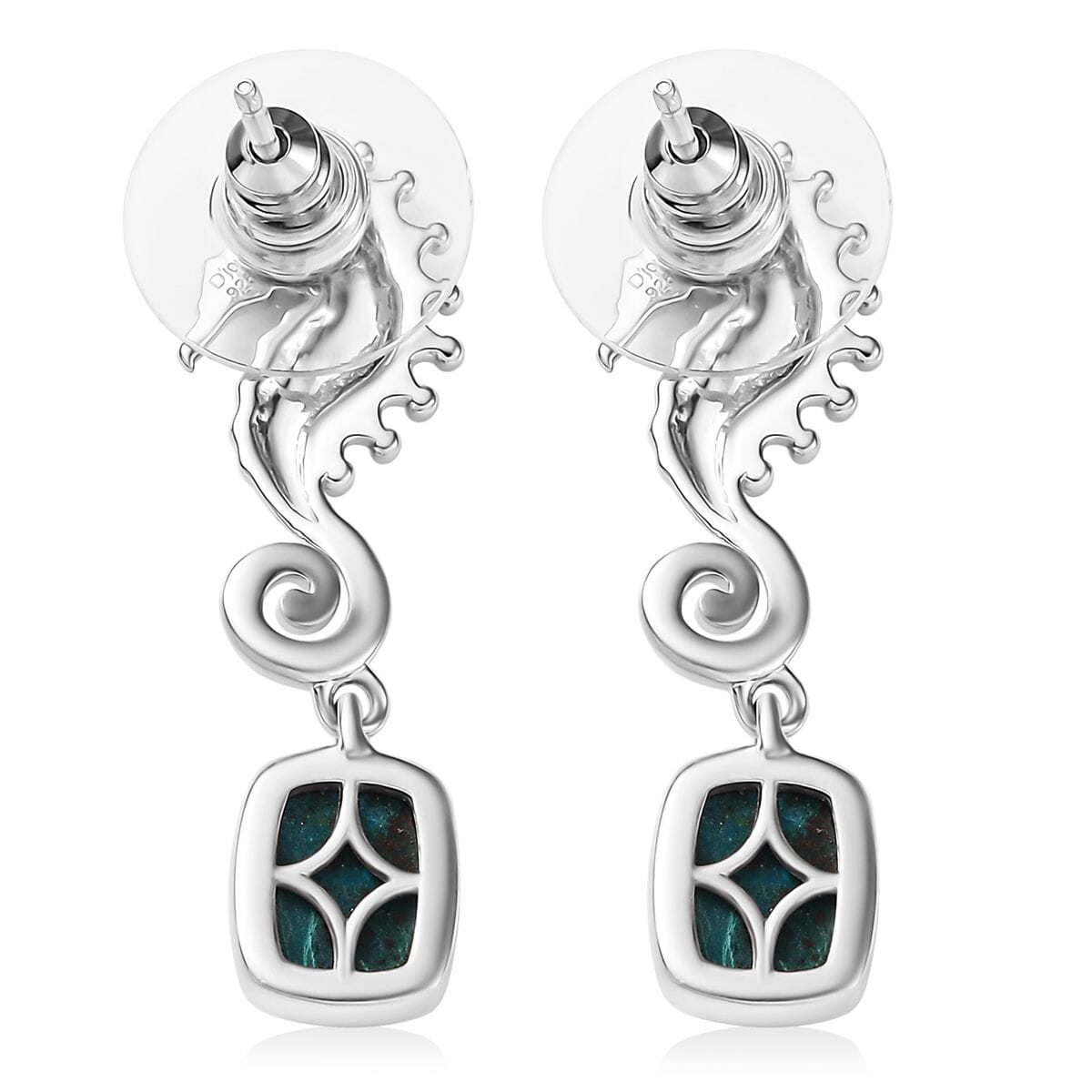 D'Joy Chrysocolla 3.50 ctw Seahorse Dreams Earrings in Platinum Over Sterling Silver image number 5