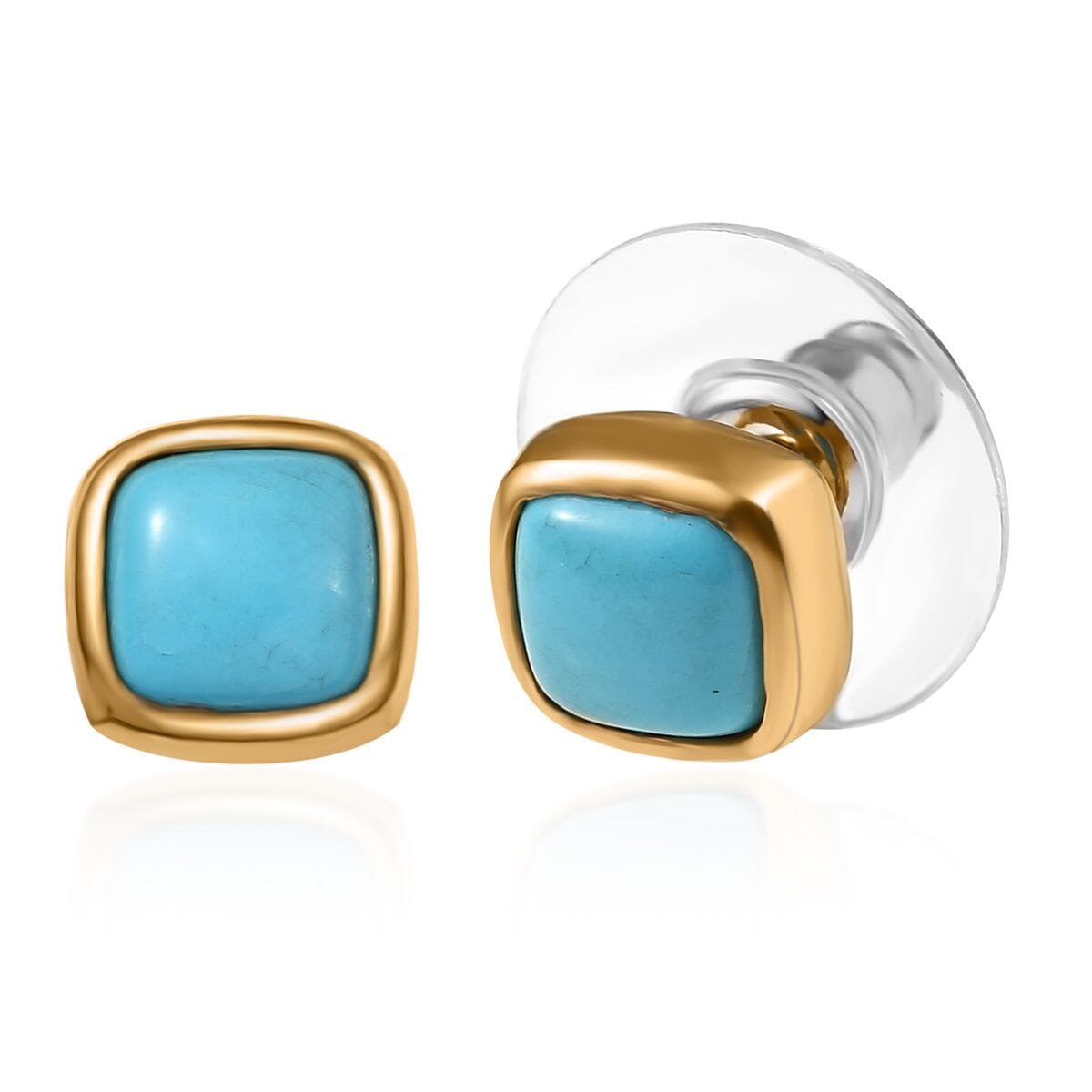 D'Joy Premium Sleeping Beauty Turquoise 1.65 ctw Stud Earring in 18K Vermeil Yellow Gold Over Sterling Silver  image number 0