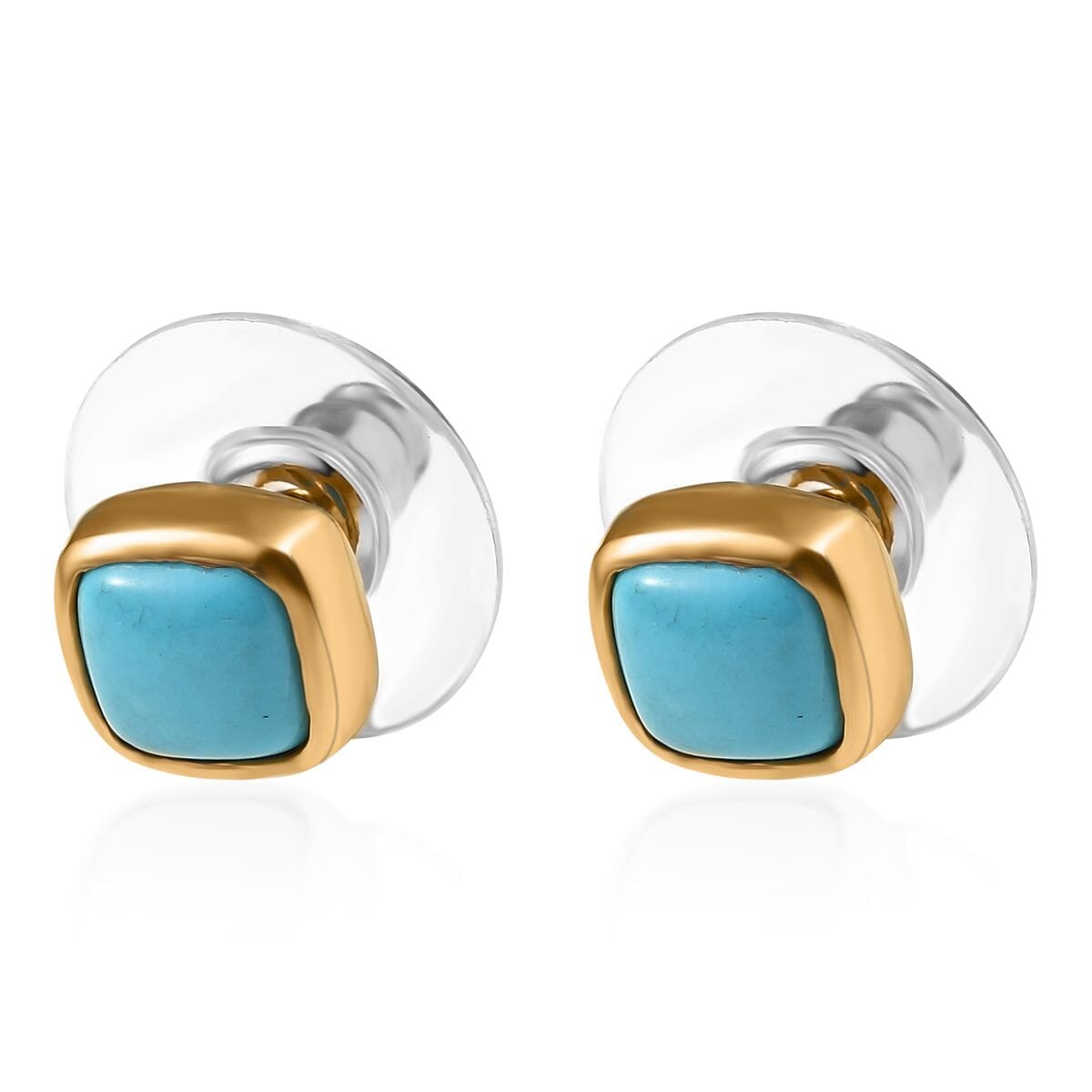 D'Joy Premium Sleeping Beauty Turquoise 1.65 ctw Stud Earring in 18K Vermeil Yellow Gold Over Sterling Silver  image number 3