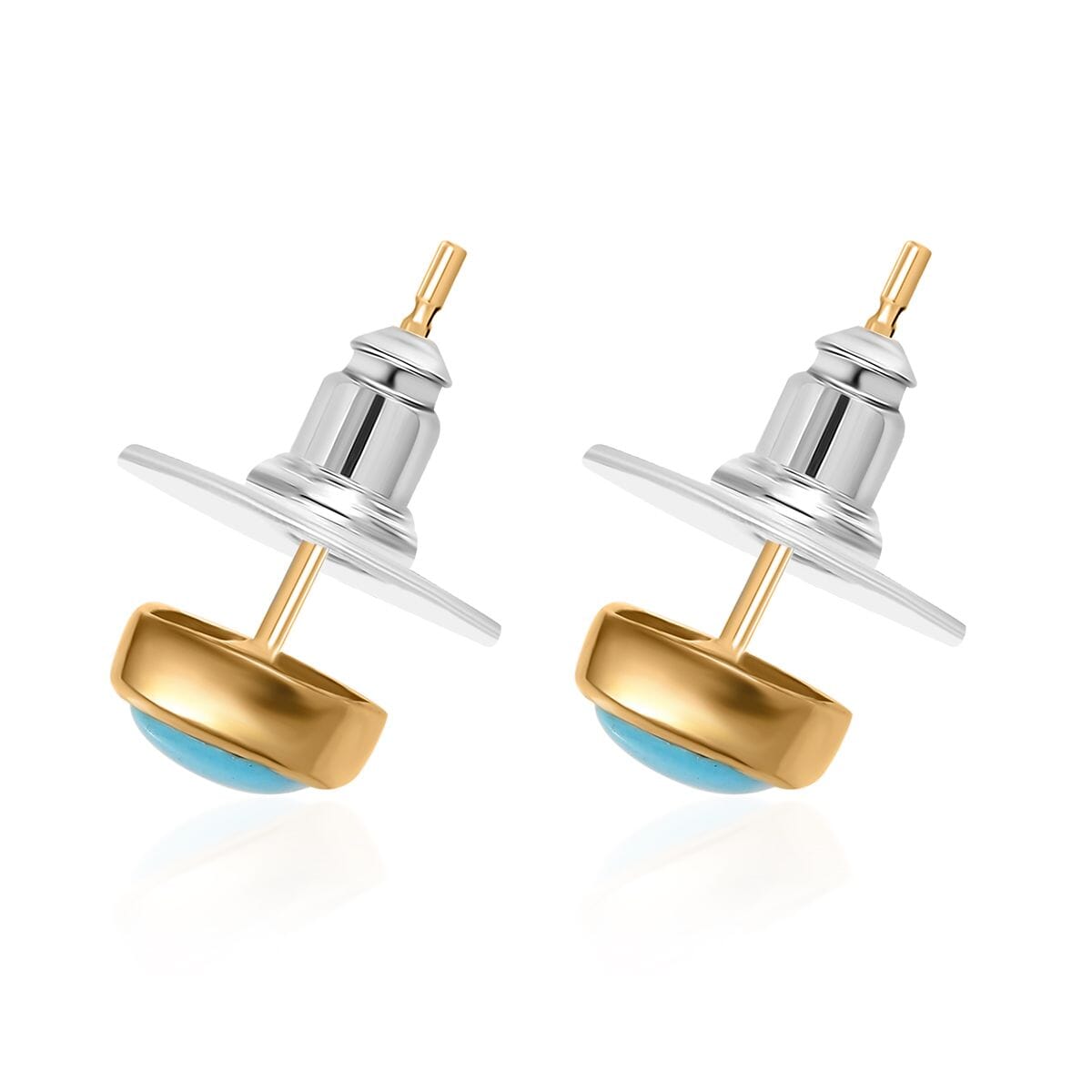 D'Joy Premium Sleeping Beauty Turquoise 1.65 ctw Stud Earring in 18K Vermeil Yellow Gold Over Sterling Silver  image number 4