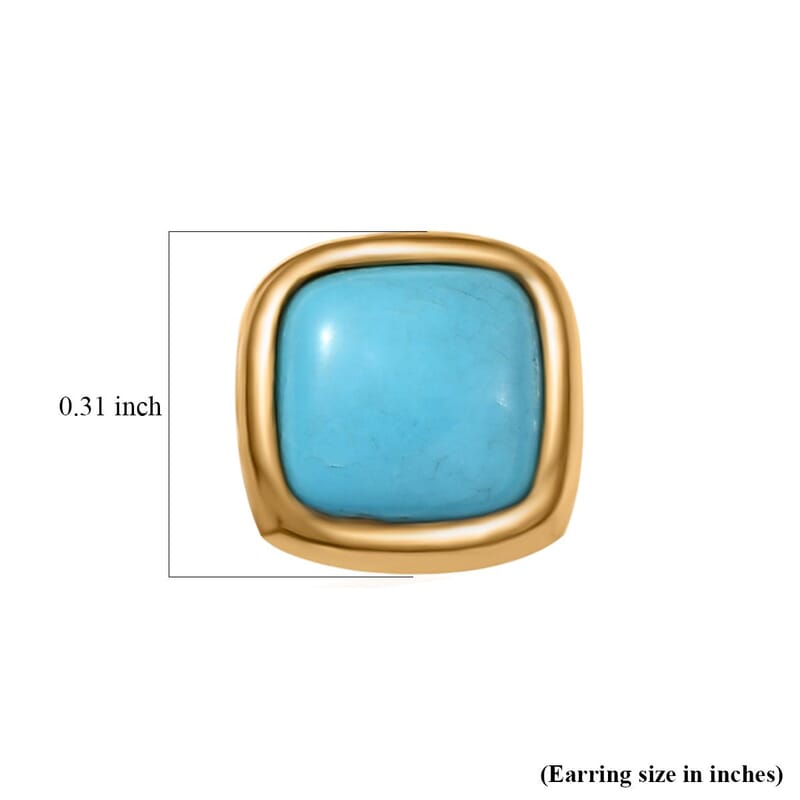 D'Joy Premium Sleeping Beauty Turquoise 1.65 ctw Stud Earrings in 18K Vermeil Yellow Gold Over Sterling Silver