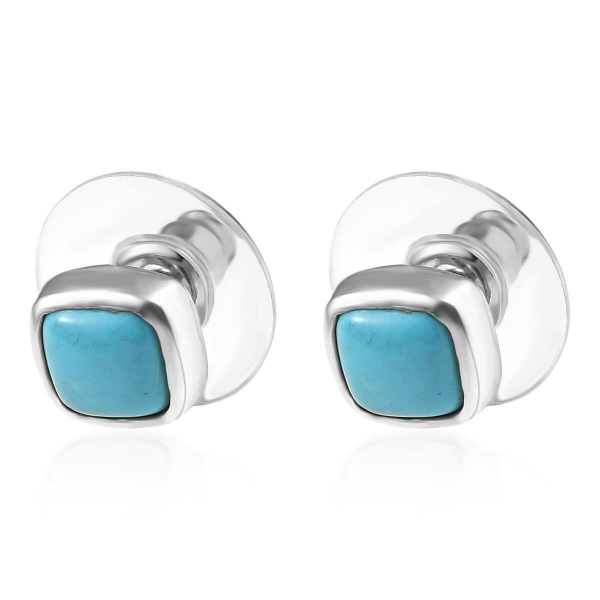 D'Joy Premium Sleeping Beauty Turquoise 1.60 ctw Stud Earrings in Rhodium Over Sterling Silver  image number 3