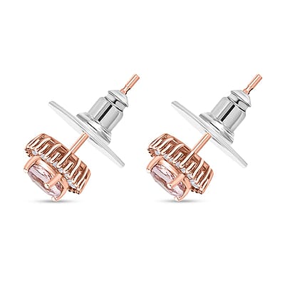 D'Joy Premium Pink Morganite and Diamond 1.15 ctw Earrings in 18K Vermeil Rose Gold Over Sterling Silver