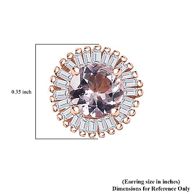 D'Joy Premium Pink Morganite and Diamond 1.15 ctw Earrings in 18K Vermeil Rose Gold Over Sterling Silver
