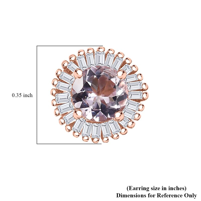 D'Joy Premium Pink Morganite and Diamond 1.15 ctw Earrings in 18K Vermeil Rose Gold Over Sterling Silver