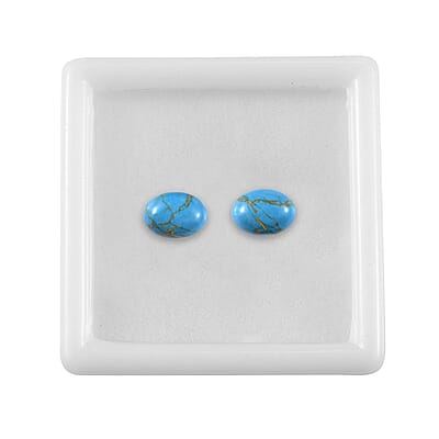 Blue Turquoise Set of 2 (Ovl 8x6 mm) 2.04 ctw Loose Gemstone