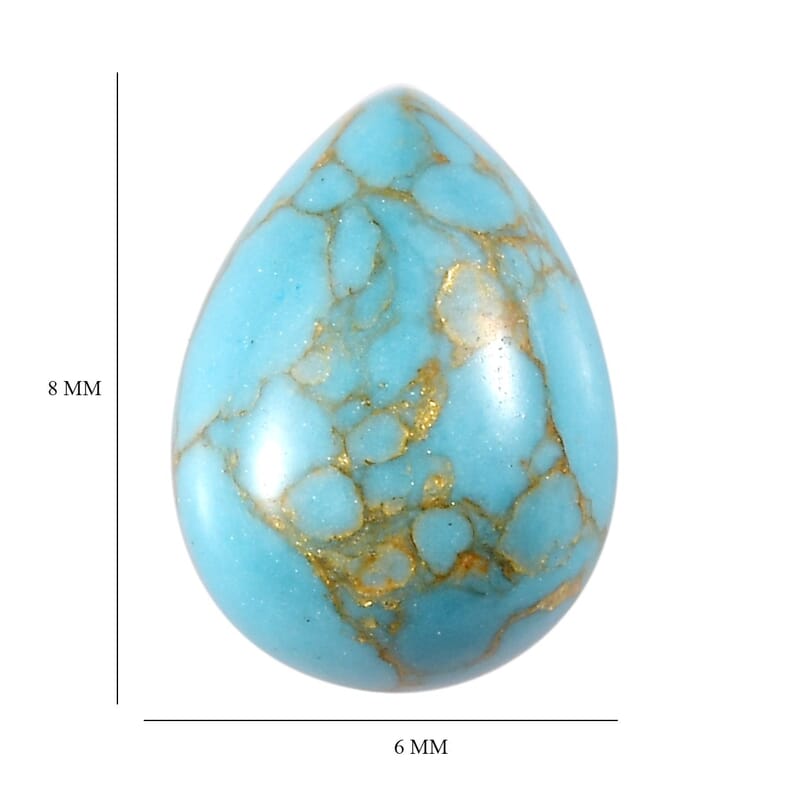 Blue Turquoise (Pear 8x6 mm) 1.00 ctw Loose Gemstone