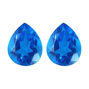 Caribbean Quartz Set of 2 (Pear 10x8 mm) 4.76 ctw Loose Gemstone