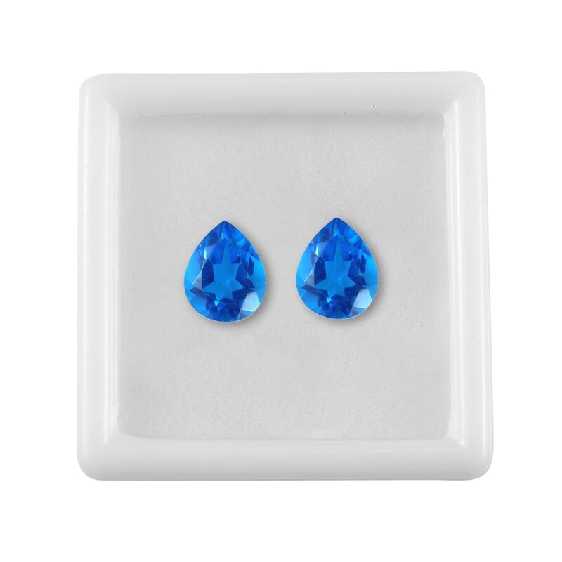 Caribbean Quartz Set of 2 (Pear 10x8 mm) 4.76 ctw Loose Gemstone