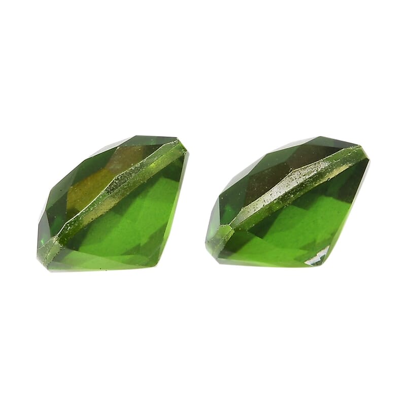 Chartreuse Quartz Set of 2 (Cush 8x8 mm) 4.24 ctw Loose Gemstone