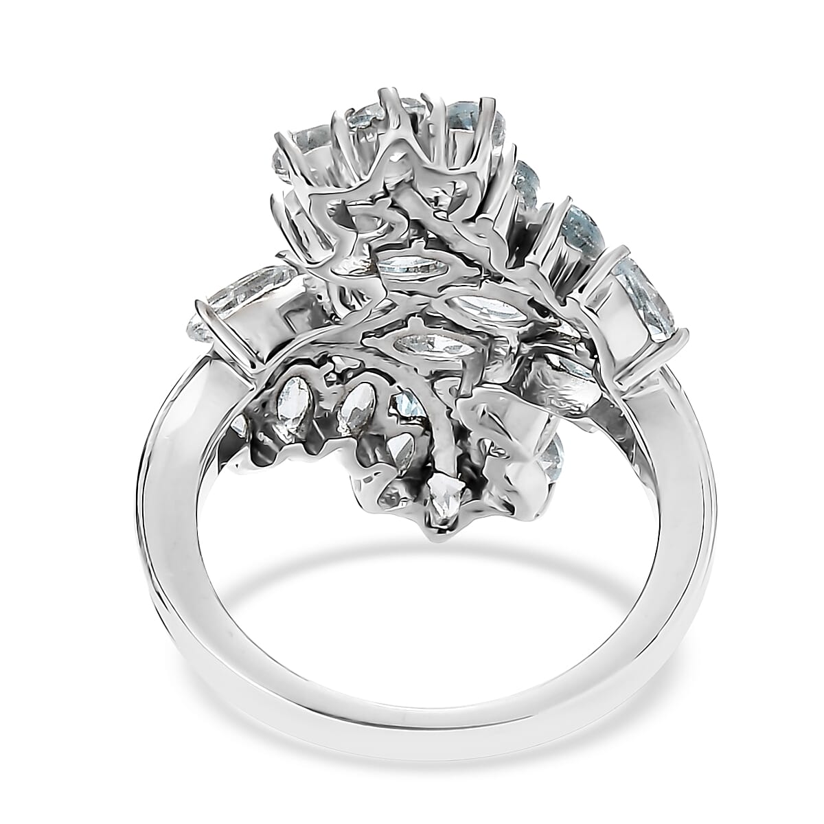 EverTrue Sky Blue Topaz 6.50 ctw Bypass Leaf Ring in Stainless Steel (Size 10.0)  image number 4