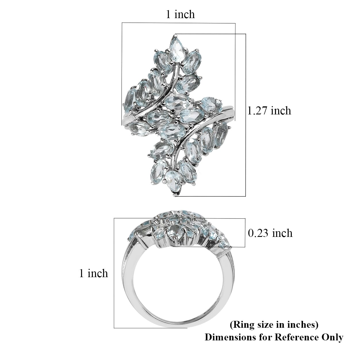EverTrue Sky Blue Topaz 6.50 ctw Ring in Stainless Steel (Size 6.0)  image number 5