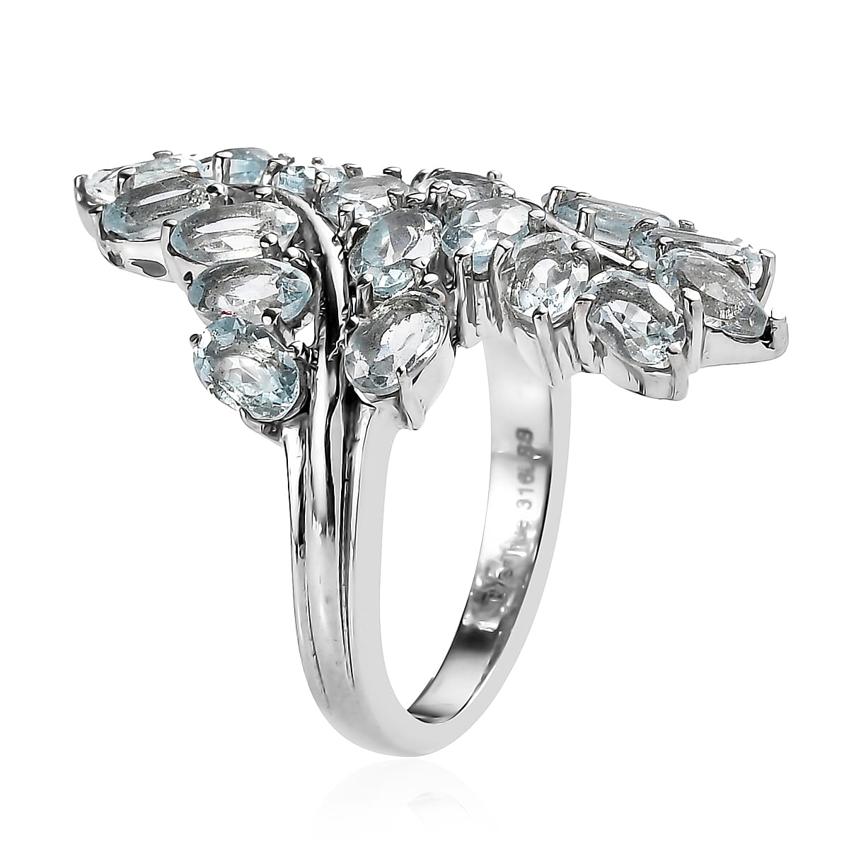 EverTrue Sky Blue Topaz 6.50 ctw Bypass Leaf Ring in Stainless Steel (Size 7.0)  image number 3