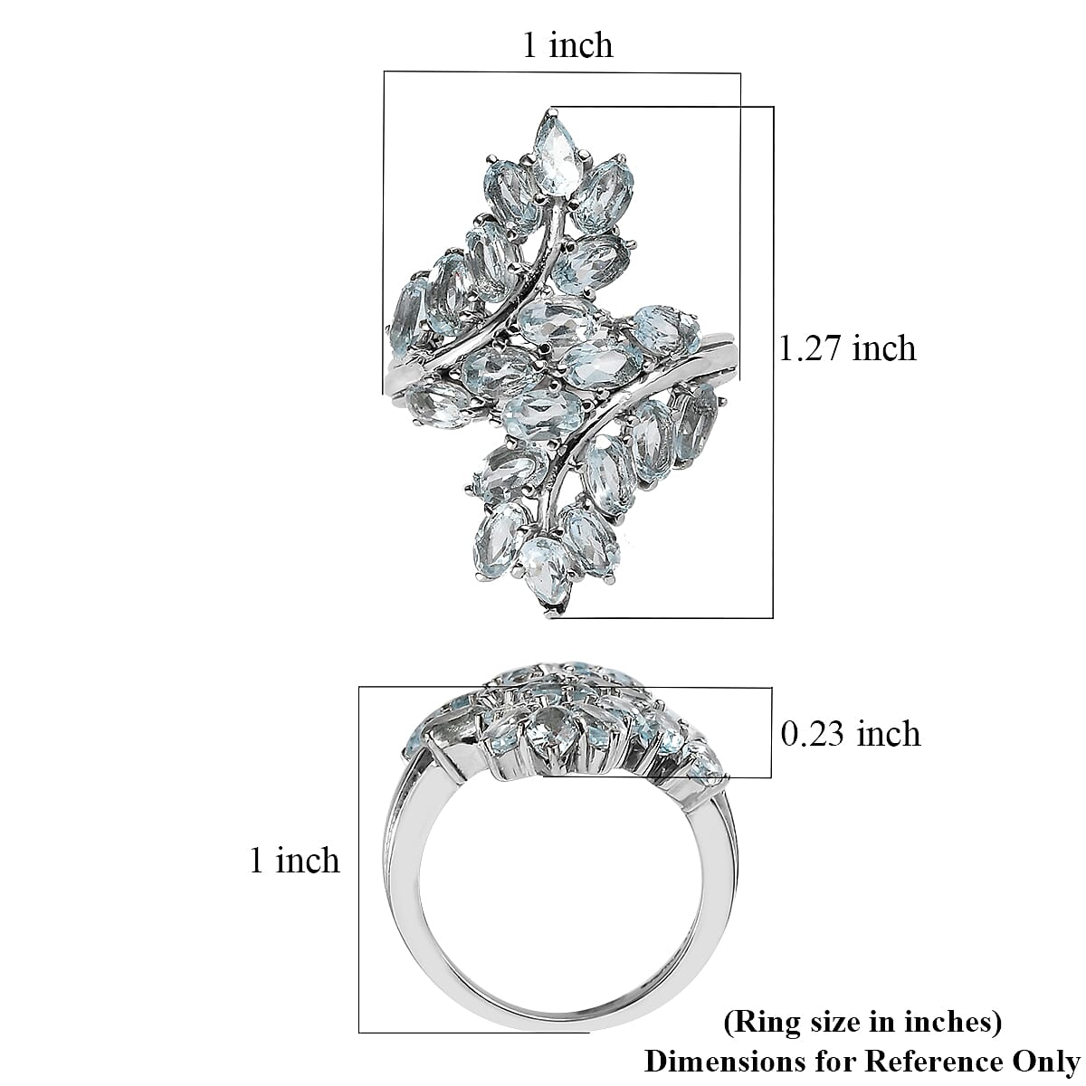 EverTrue Sky Blue Topaz 6.50 ctw Bypass Leaf Ring in Stainless Steel (Size 7.0)  image number 5