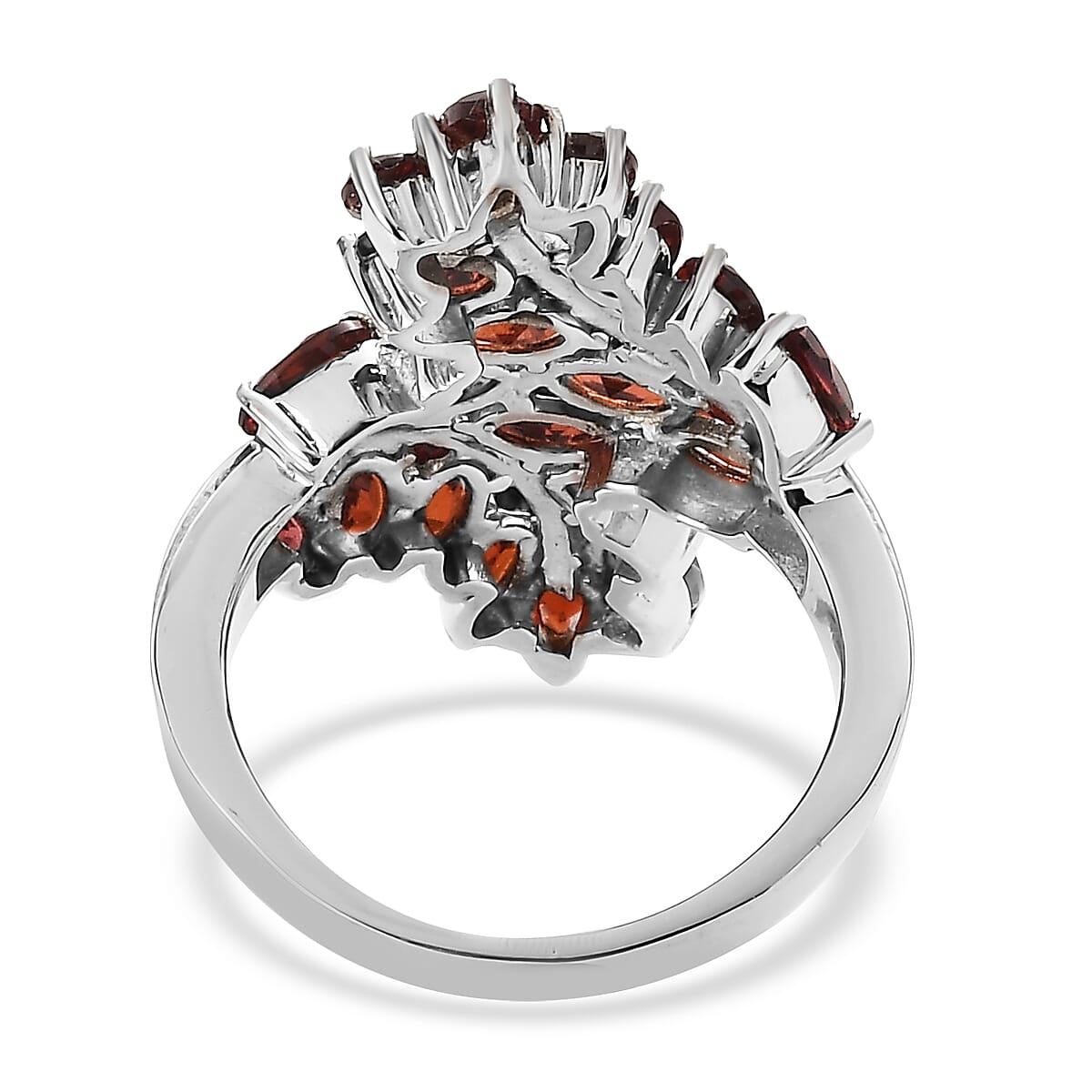 EverTrue Mozambique Garnet 5.60 ctw Bypass Leaf Ring in Stainless Steel (Size 10.0)  image number 4