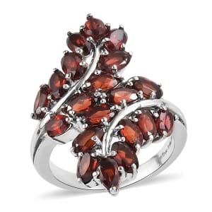 EverTrue Mozambique Garnet 5.60 ctw Ring in Stainless Steel (Size 7.0) 