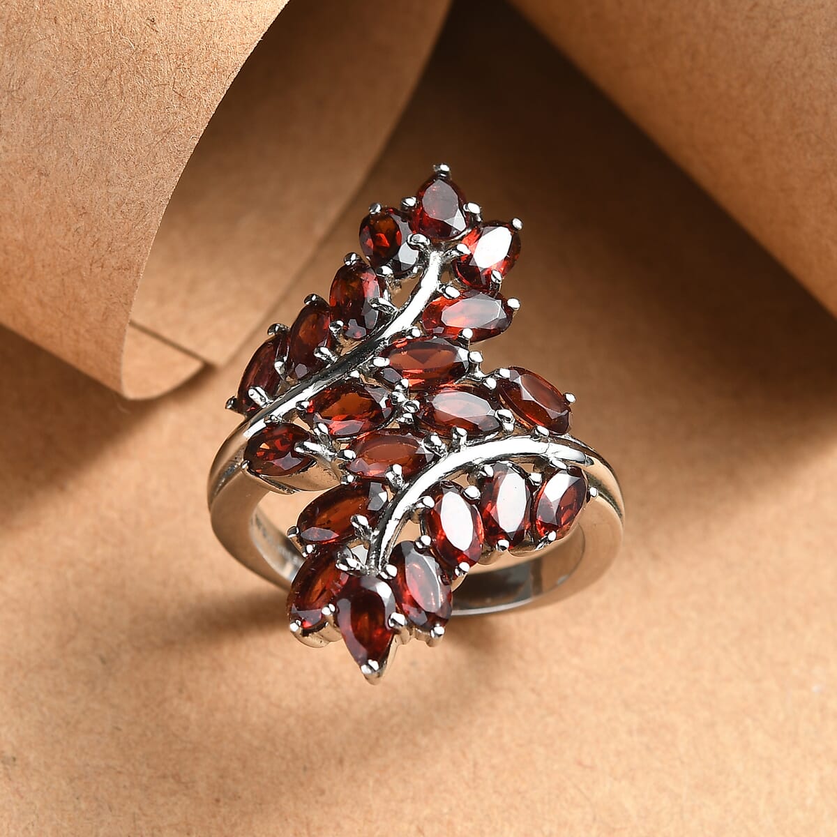 EverTrue Mozambique Garnet 5.60 ctw Ring in Stainless Steel (Size 7.0)  image number 1