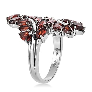 EverTrue Mozambique Garnet 5.60 ctw Bypass Leaf Ring in Stainless Steel (Size 9.0) 