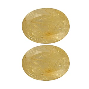 AA Golden Rutilated Quartz Set of 2 (Ovl 8x6 mm) 2.10 ctw Loose Gemstone