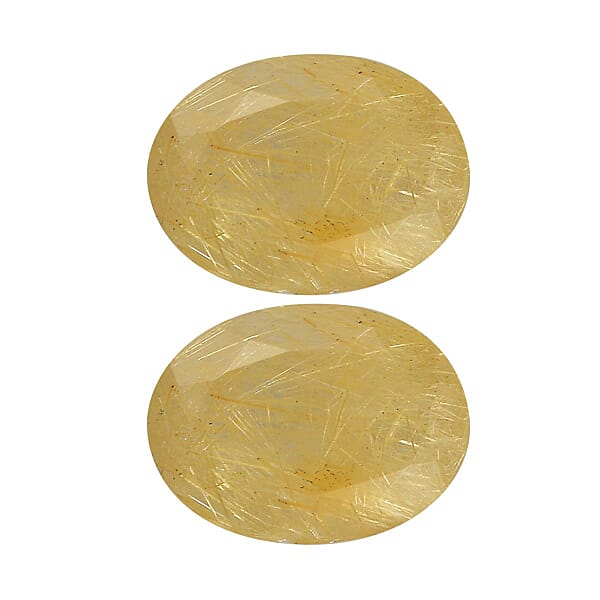 AA Golden Rutilated Quartz Set of 2 (Ovl 8x6 mm) 2.10 ctw Loose Gemstone