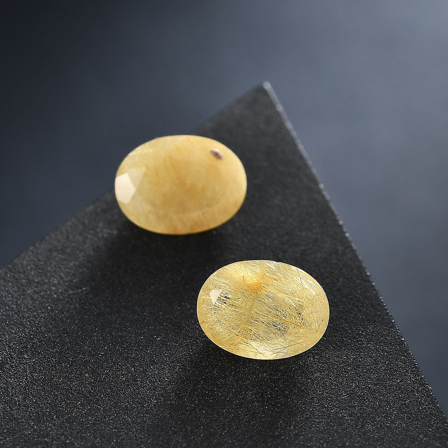 AA Golden Rutilated Quartz Set of 2 (Ovl 8x6 mm) 2.10 ctw Loose Gemstone