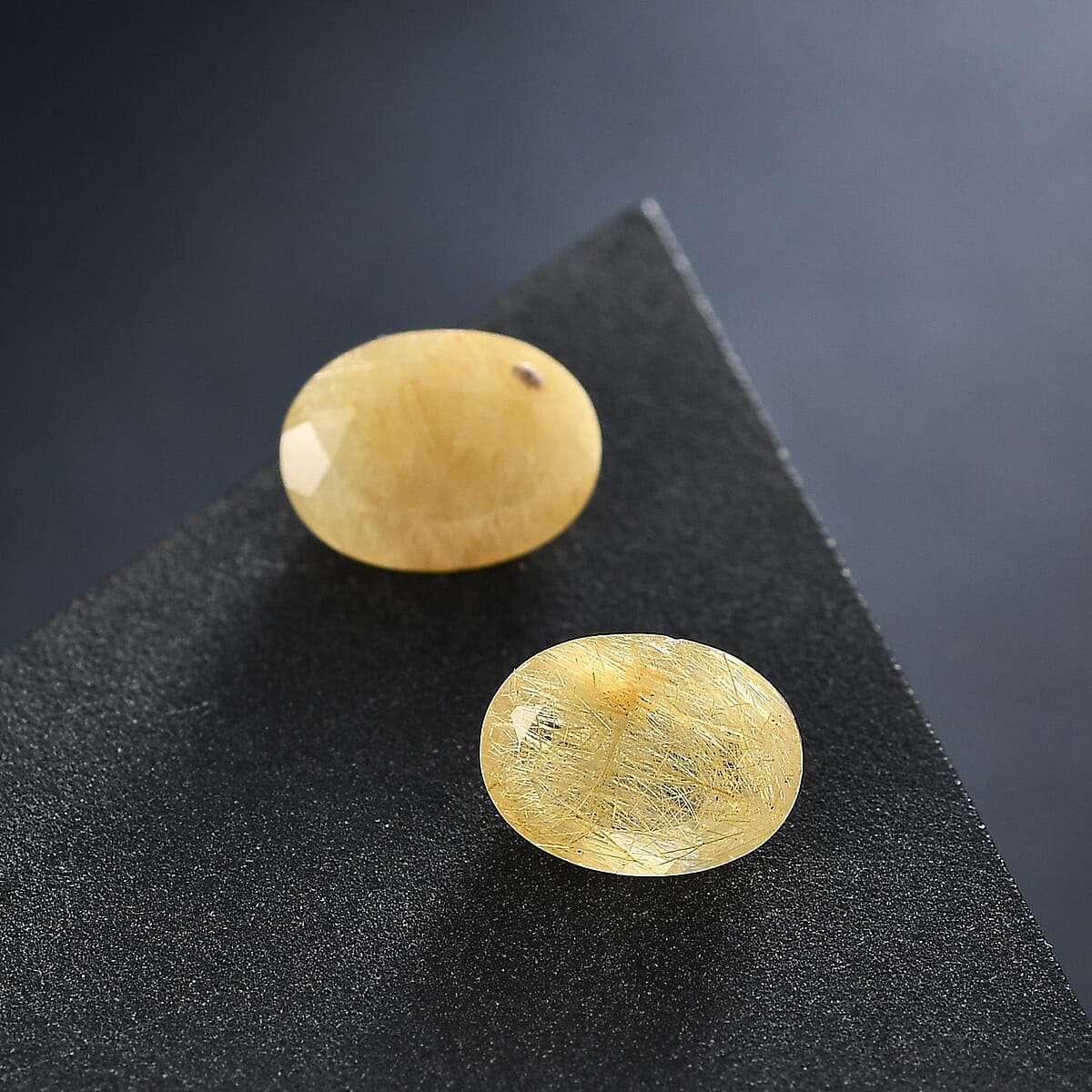 AA Golden Rutilated Quartz Set of 2 (Ovl 8x6 mm) 2.10 ctw Loose Gemstone image number 1