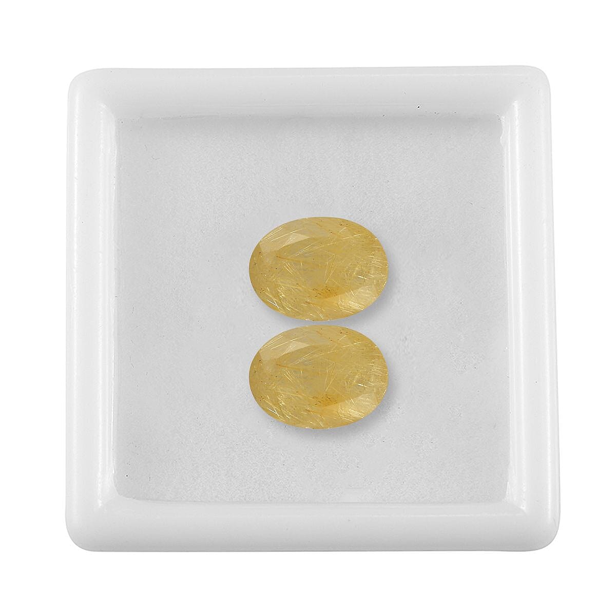 AA Golden Rutilated Quartz Set of 2 (Ovl 8x6 mm) 2.10 ctw Loose Gemstone