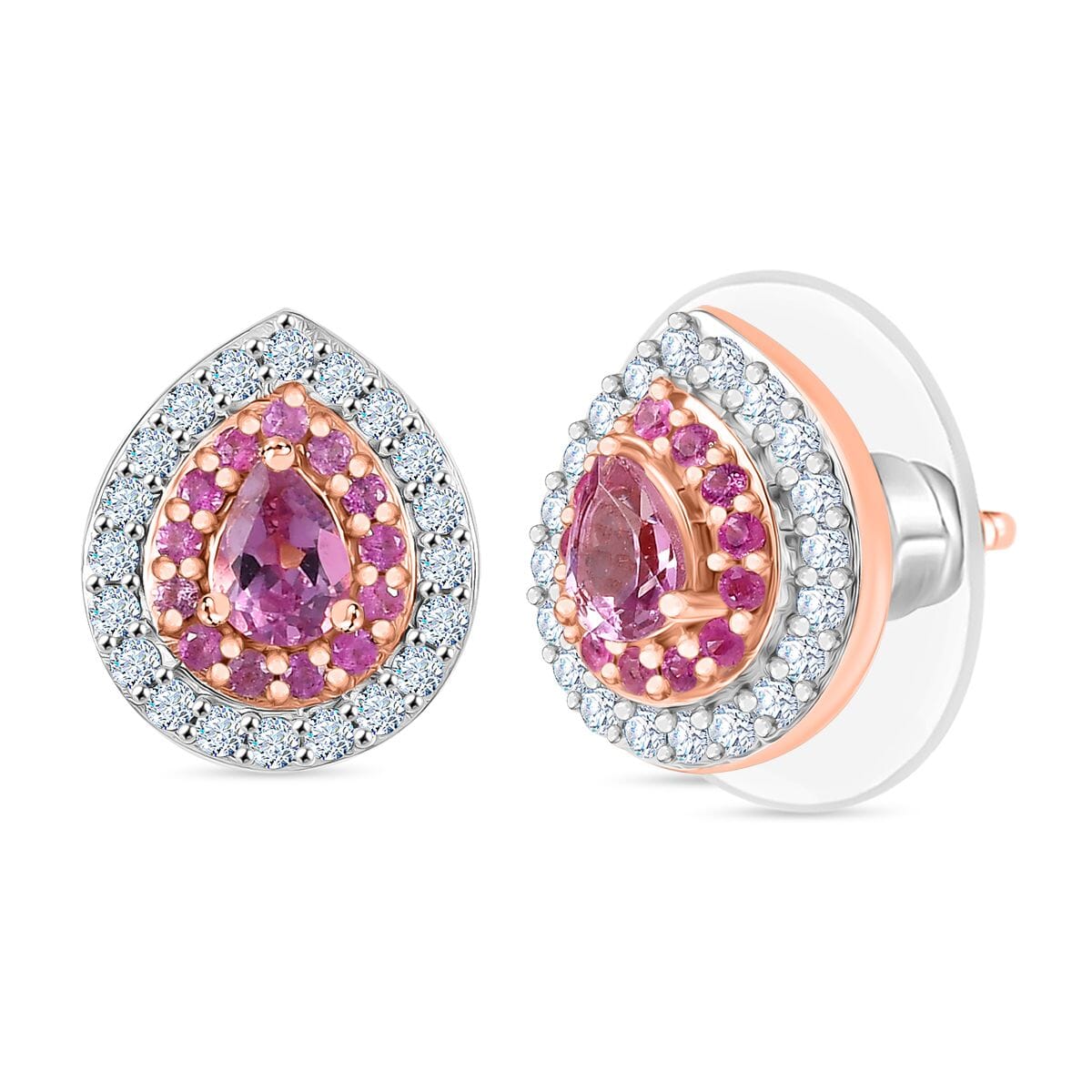 D'Joy Narsipatnam Pink Spinel and Multi Gemstone 0.80 ctw Blush Blossom Earrings in 18K Vermeil Rose Gold Over Sterling Silver image number 0