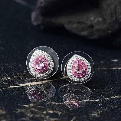 D'Joy Narsipatnam Pink Spinel and Multi Gemstone 0.80 ctw Blush Blossom Earrings in 18K Vermeil Rose Gold Over Sterling Silver