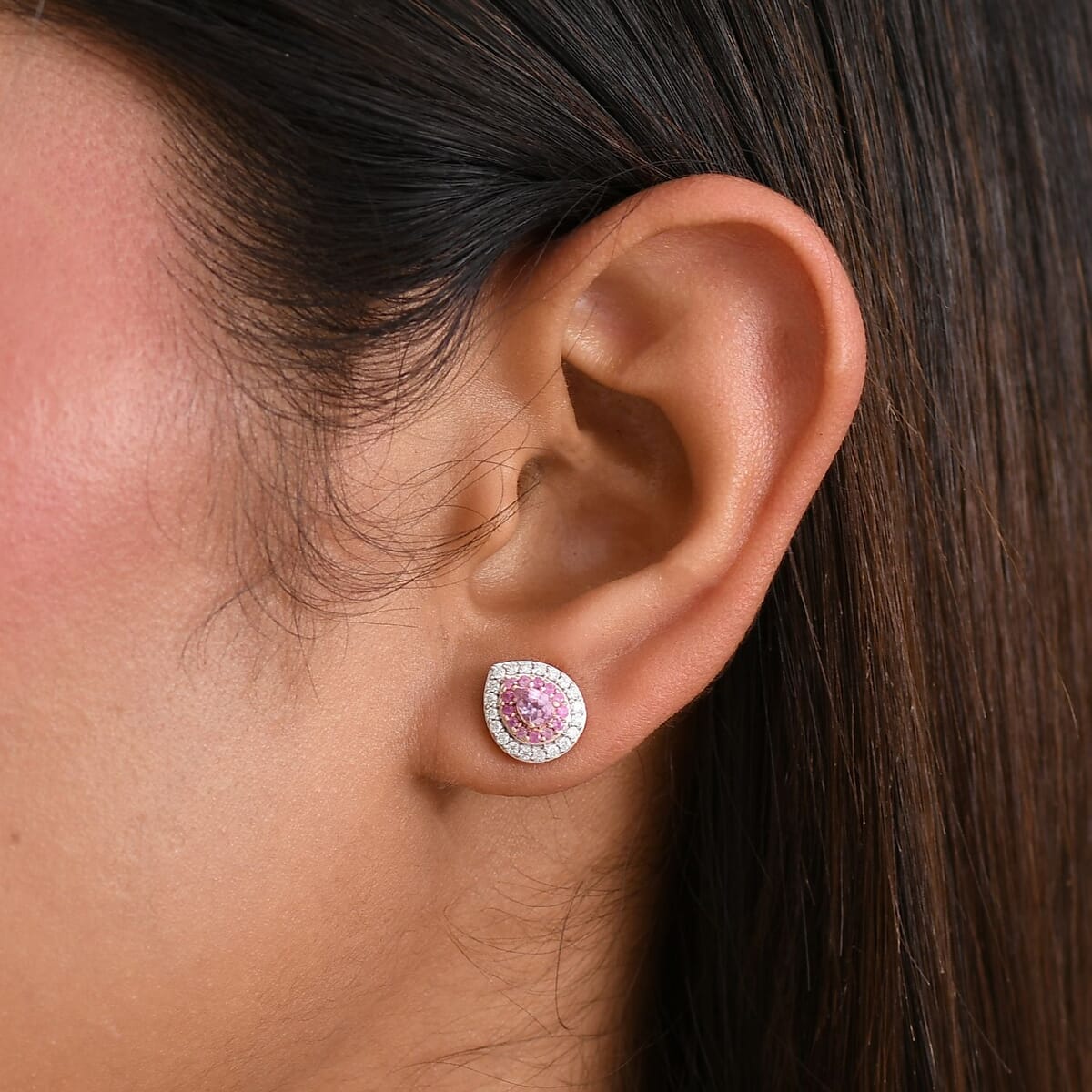 D'Joy Narsipatnam Pink Spinel and Multi Gemstone 0.80 ctw Blush Blossom Earrings in 18K Vermeil Rose Gold Over Sterling Silver image number 2