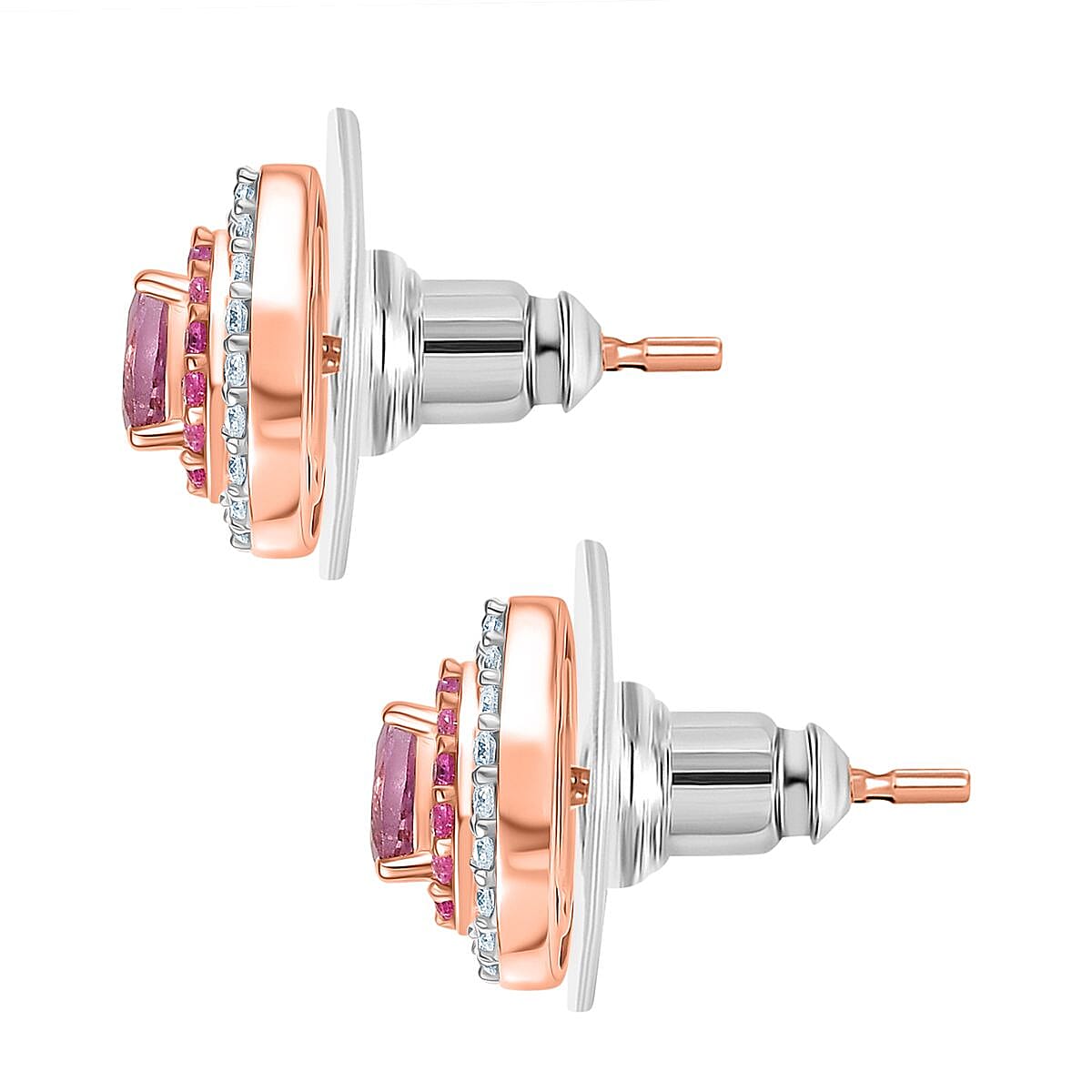 D'Joy Narsipatnam Pink Spinel and Multi Gemstone 0.80 ctw Blush Blossom Earrings in 18K Vermeil Rose Gold Over Sterling Silver