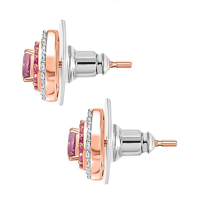 D'Joy Narsipatnam Pink Spinel and Multi Gemstone 0.80 ctw Blush Blossom Earrings in 18K Vermeil Rose Gold Over Sterling Silver