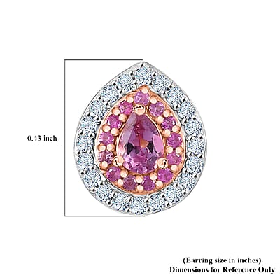 D'Joy Narsipatnam Pink Spinel and Multi Gemstone 0.80 ctw Blush Blossom Earrings in 18K Vermeil Rose Gold Over Sterling Silver