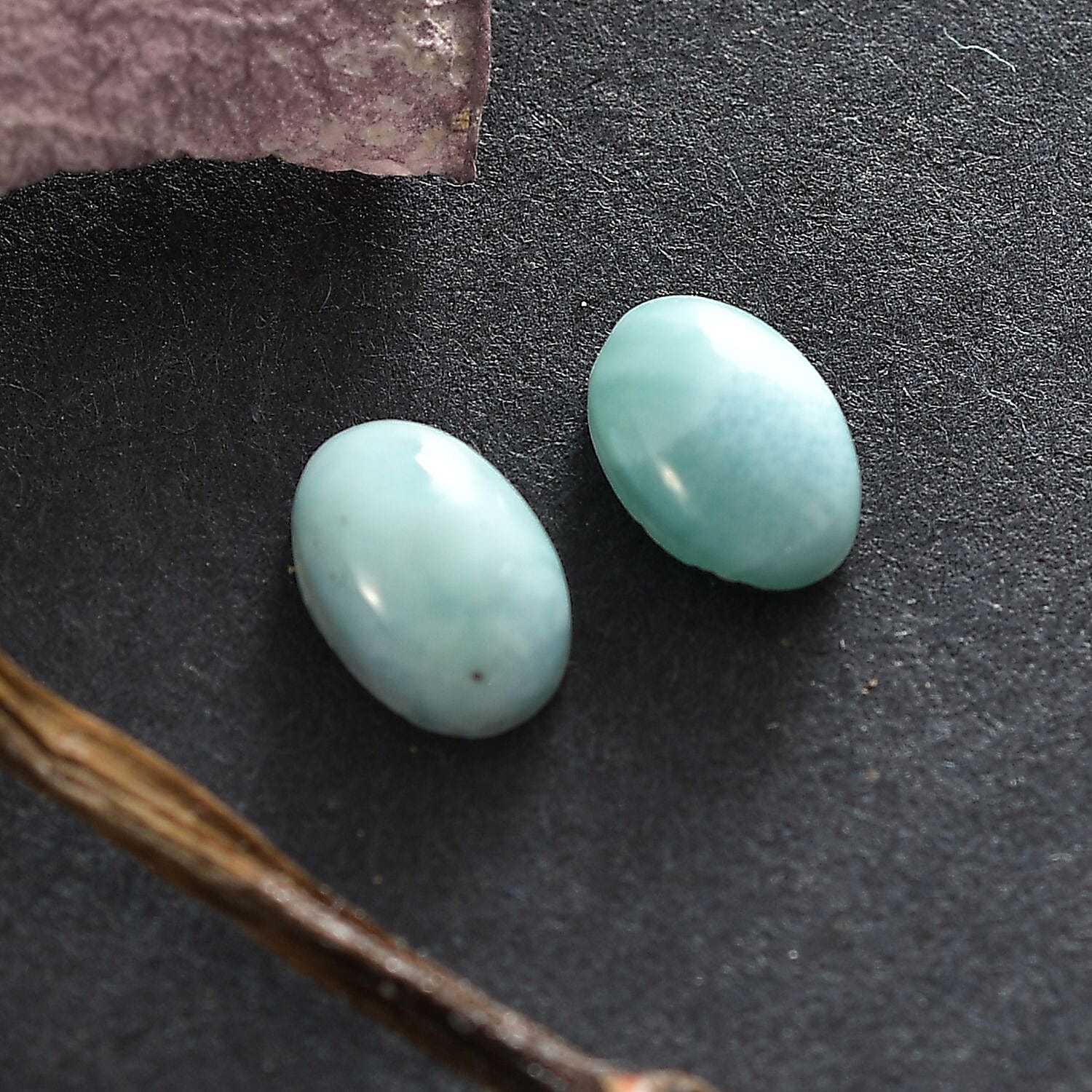 AA Larimar Set of 2 (Ovl 6x4 mm) 0.92 ctw Loose Gemstone