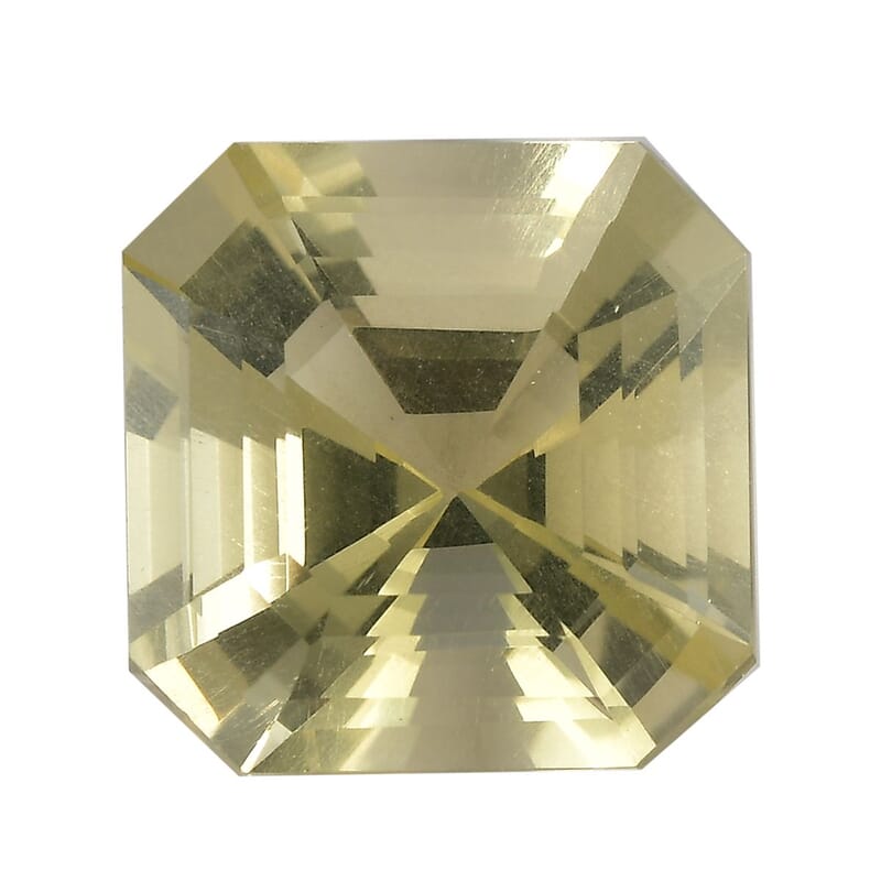 Asscher Cut Lemon Quartz (Oct 14x14 mm) 6.50 ctw Loose Gemstone