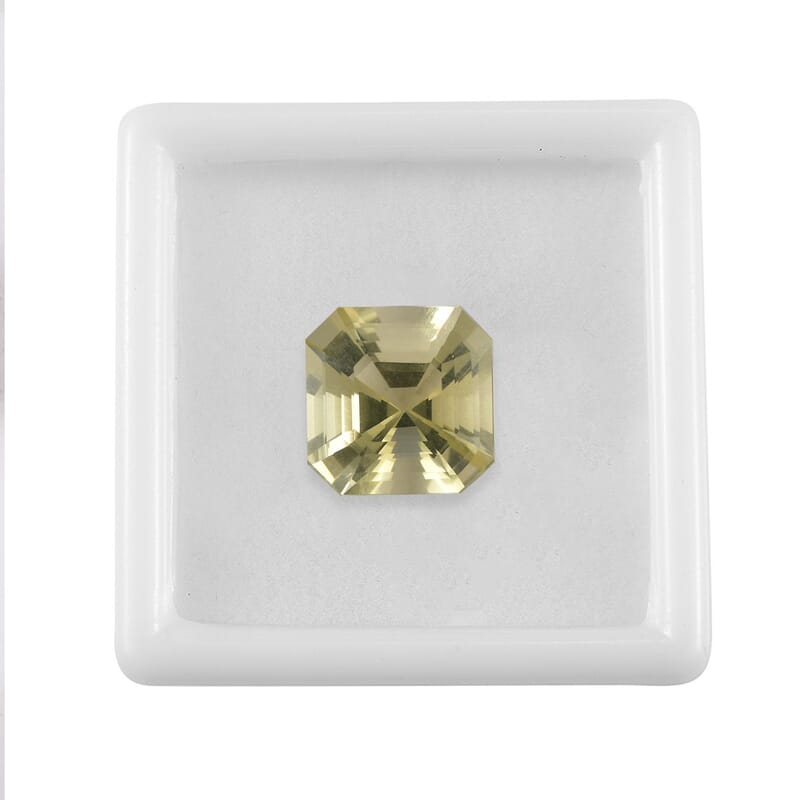 Asscher Cut Lemon Quartz (Oct 14x14 mm) 6.50 ctw Loose Gemstone