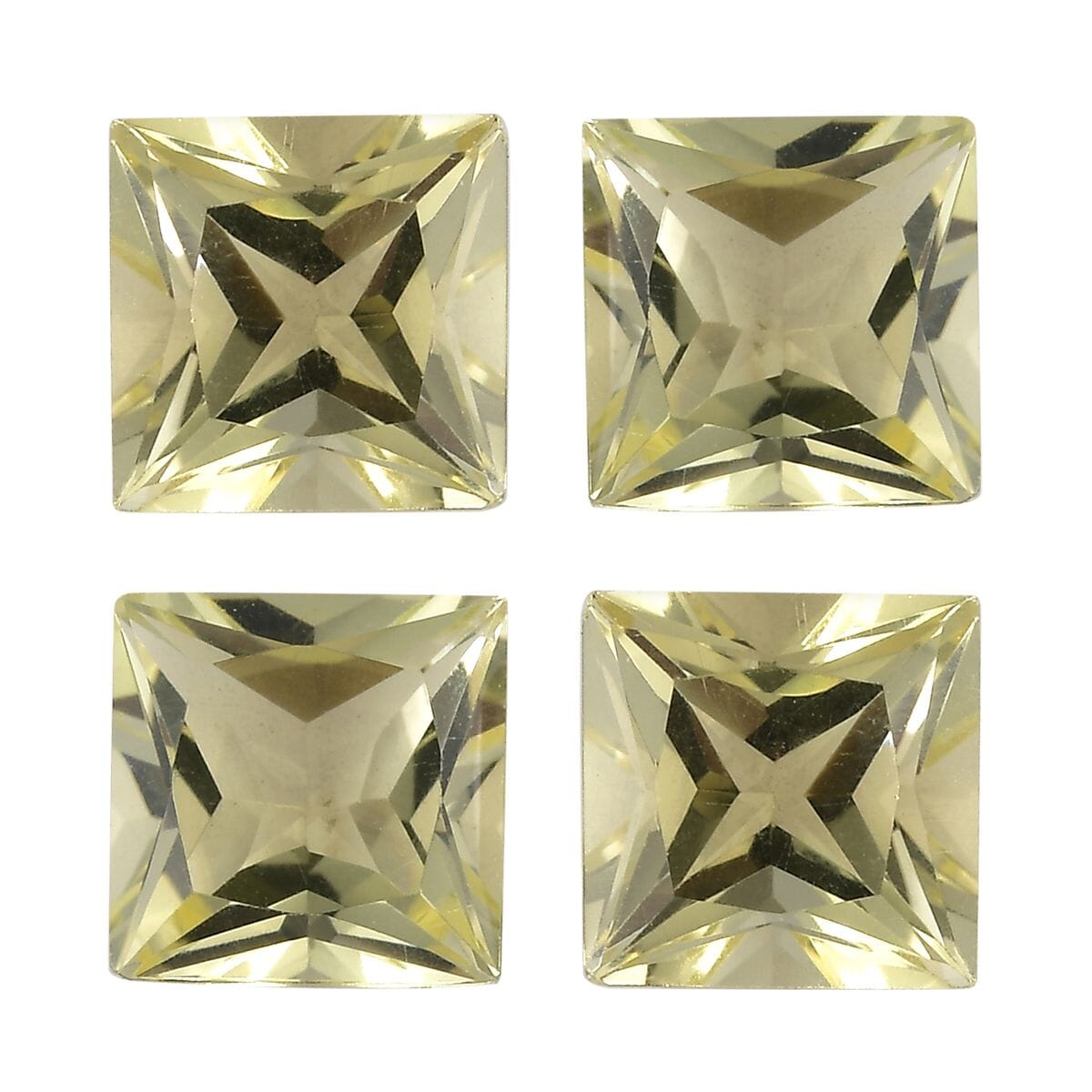 Lemon Quartz Set of 4 (Sqr 6 mm) 3.59 ctw Loose Gemstone image number 0