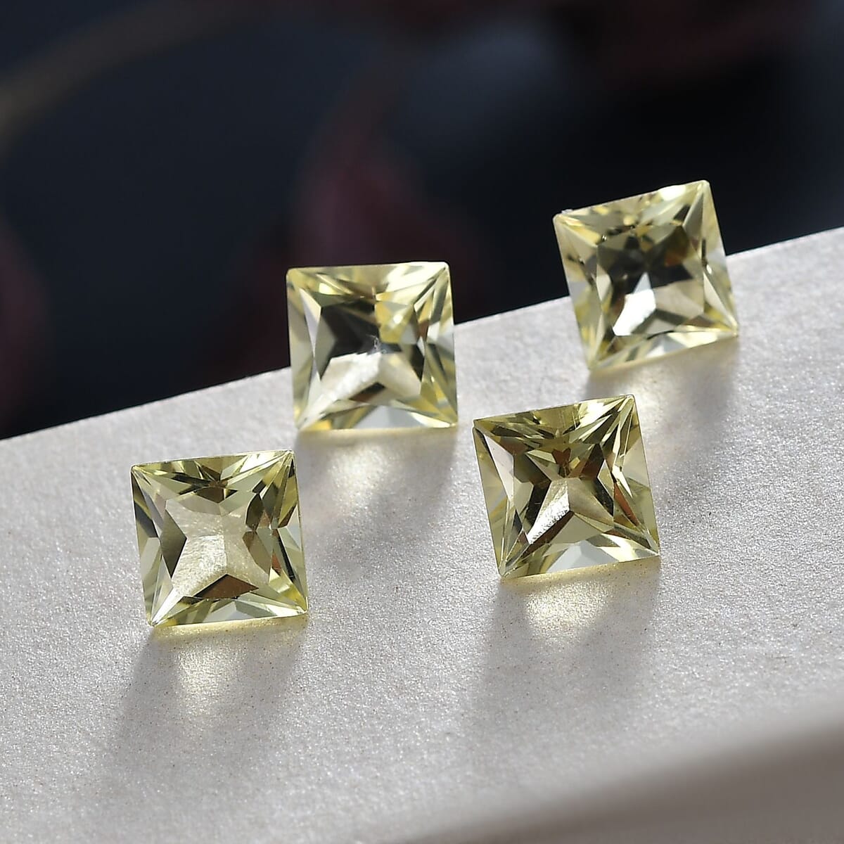 Lemon Quartz Set of 4 (Sqr 6 mm) 3.59 ctw Loose Gemstone image number 1